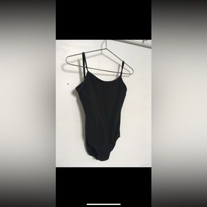 Bodywrappers black leotard spaghetti strap